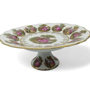 GLORIA BAVARIA Bayreuth Pedestal Cake Stand With Romantic Scene 12" Vintage